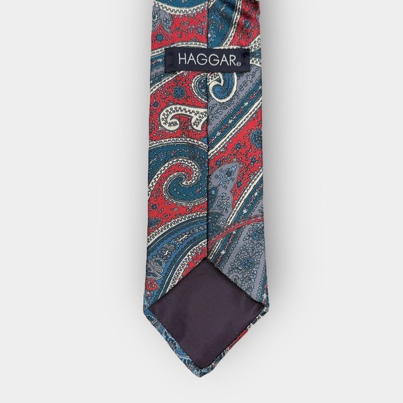 Haggar Paisley 100% Polyester Tie Made in USA 60-Inch 3.25-Wide Casual Style - Picture 4 of 6